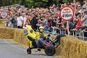 go-kart crashes into hay bales go-kart crashes into hay bales