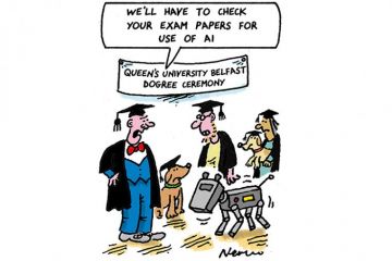 Cartoon about Queen’s University of Belfast ‘dog-torate’ ceremony Cartoon about Queen’s University of Belfast ‘dog-torate’ ceremony