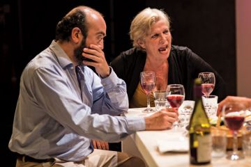 Chris Spyrides and Trudy Weiss in Crossing Jerusalem, Park Theatre, London Chris Spyrides and Trudy Weiss in Crossing Jerusalem, Park Theatre, London