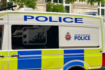 Close up view of a police van used by the Greater Manchester Police force
