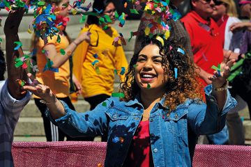 woman with confetti woman with confetti