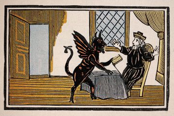 Doctor Faustus selling his soul to the Devil. To illustrate that the Trump administration’s Compact for Academic Excellence is trying to extort nine universities to submit to its control.