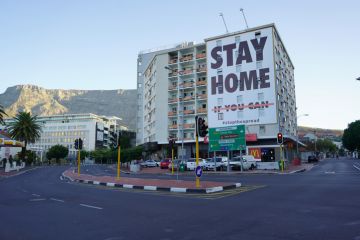 istock coronavirus lockdown sign a building with a coronavirus lockdown sign in Cape Town