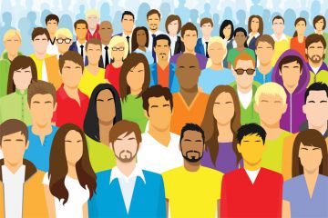 Crowd of students facing forwards (illustration)