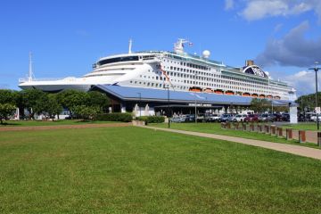Cruise ship moored at the Cairns Cruise Liner Terminal Queensland Australia Cruise ship moored at the Cairns Cruise Liner Terminal Queensland Australia