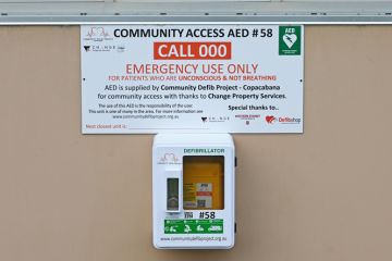 Defibrillator machine at Copacabana surf club