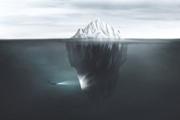 Illustration of scuba diver with torch illuminating the dark side of the iceberg underwater. To illustrate the decline in overall sector income is the tip of an iceberg that could ultimately sink swathes of the sector. Illustration of scuba diver with torch illuminating the dark side of the iceberg underwater. To illustrate the decline in overall sector income is the tip of an iceberg that could ultimately sink swathes of the sector.