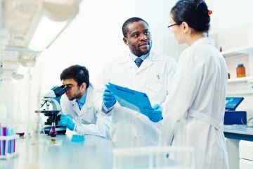 Diverse scientists in a lab