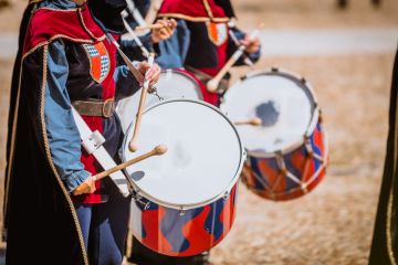 Drummers in medieval parade