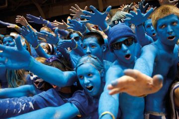 Duke University sports fans painted blue Duke University sports fans painted blue