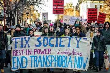 End transphobia demonstrators