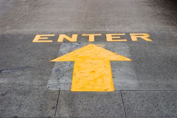 Enter sign enter, door, way in, results, clearing, applications