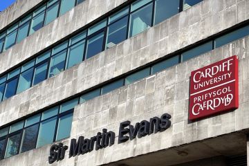 Exterior view of the Sir Martin Evans building at Cardiff University