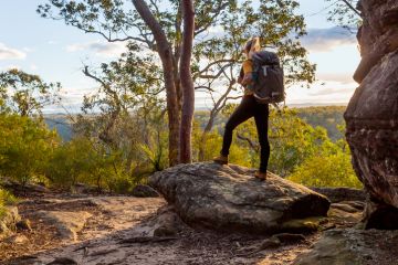 Female hiker bushwalking in Australian bushland