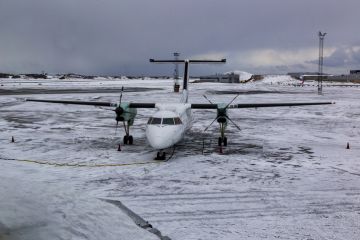 Frozen plane at Svolvaer airport