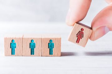 Gender equality A cube with a woman on it being added to three with men on them, symbolising gender equality