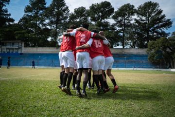 Soccer players celebrating a goal Soccer players celebrating a goal