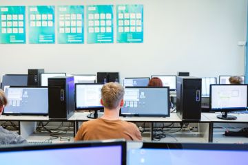 Students using computer during programming lesson Students using computer during programming lesson
