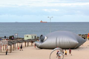 Giant goonbag on beach
