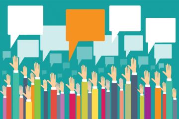 Hands being raised for survey (illustration) Hands being raised for survey (illustration)