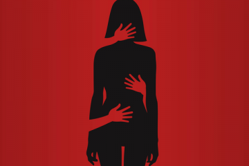 Silhouette of a woman with hands on her, illustrating sexual harassment