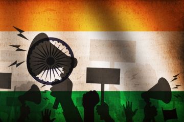 Megaphones superimposed on an Indian flag Megaphones superimposed on an Indian flag, illustrating academic freedom