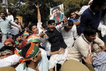 Indian Youth Congress (IYC) demonstrators, Indian Parliament, New Delhi, India Indian Youth Congress (IYC) demonstrators, Indian Parliament, New Delhi, India