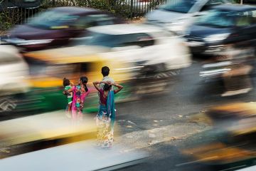 Crossing the road in India