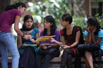 A group of female Indian students A group of female Indian students