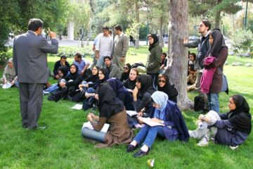 An Iranian professor wags his finger at students An Iranian professor wags his finger at students