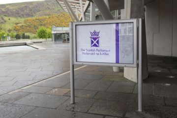 A sign outside the Scottish parliament