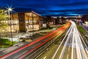 Barker and Stonehouse Home Furniture Shop busy street traffic lights Guildford Surrey England