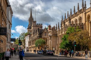 View of the High Street with the University Church of St Mary the Virgin and All Saints Church