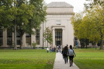 The iconic architecture of the historic Massachusetts Institute of Technology in Cambridge, MA, USA.