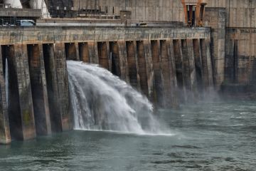 Clean and renewable energy. Itaipu Dam is a hydroelectric dam on the Paraná River.