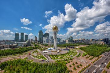The central part of the capital of Kazakhstan - the city of Astana on a cloudy summer day. The central part of the capital of Kazakhstan - the city of Astana on a cloudy summer day.