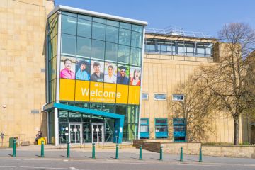 :The main entrance at Bradford University in West Yorkshire The main entrance at Bradford University in West Yorkshire