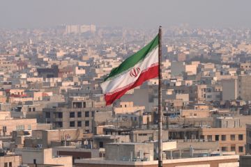 Iranian flag flying in wind