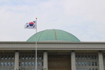 Exterior view of the Korean National Assembly building, in Yeouido, Seoul