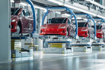 Electric vehicles on assembly line