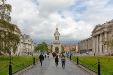 Trinity College entrance walkway, Dublin, Ireland DUBLIN, Ireland, Trinity College entrance walkway