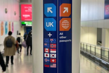 UK Border Control at Heathrow Airport, London UK Border Control at Heathrow Airport, London