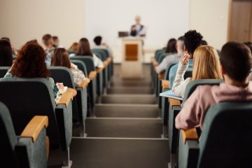 Students at a university lecture hall