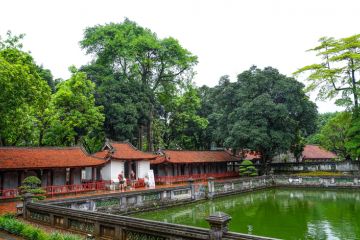 The Temple of Literature in Hanoi during a rainy day, Vietnam, July 2025