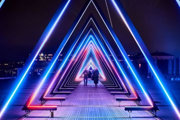 glowing tunnel of triangles 