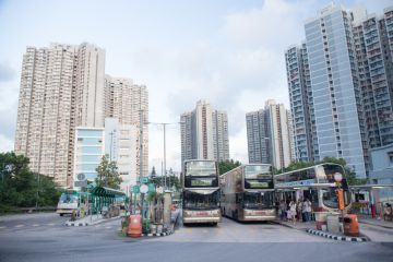 Bus station on Tsing Yi Island island, Hong Kong