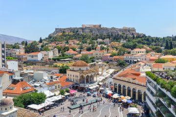 Monastiraki is a flea market neighborhood in the old town of Athens, Greece, and is one of the principal shopping districts in Athens.