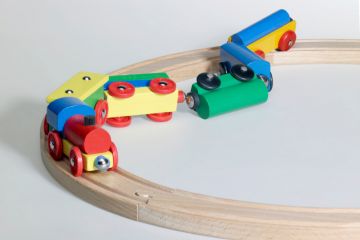 Wooden toy train crash Wooden toy train crash