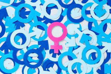 Female symbol over male symbols Female symbol over male symbols