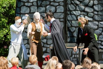 Actors in a public park in Ronneby, Sweden